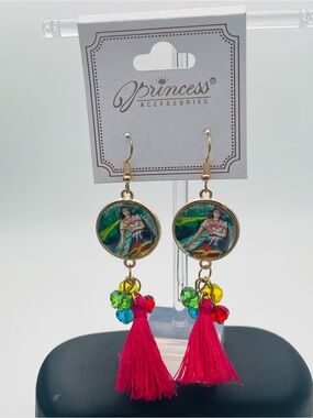 Princess Accessories Mexican Pink Tassel Drop Earrings with Multicolor Beads